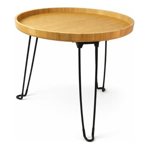 MESA DE MADEIRA REDONDA C/PE METAL 42X45,5CM