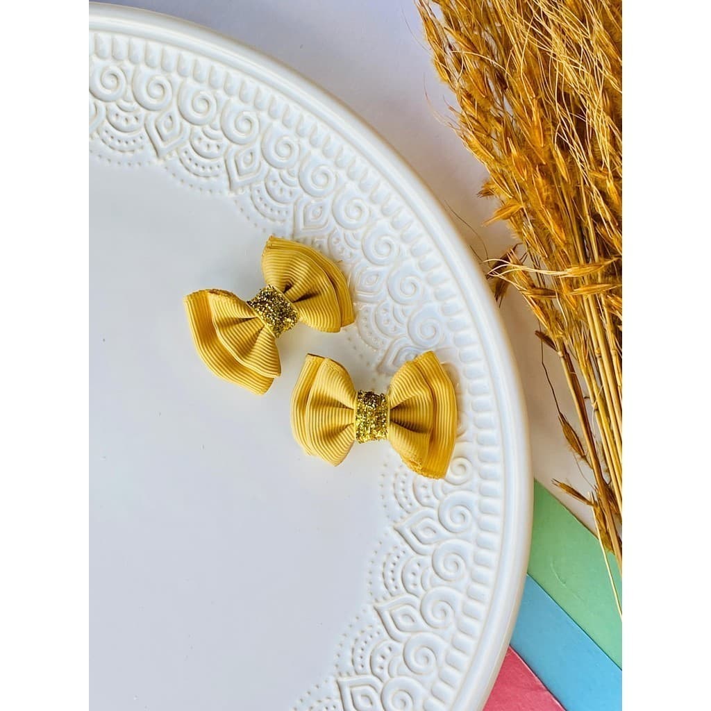 Duplinha de laço dourada / Laço dourado /Laço duplo/ Dupla de laço/ Parzinho de Laços /Lacinhos infantil /Lacinho