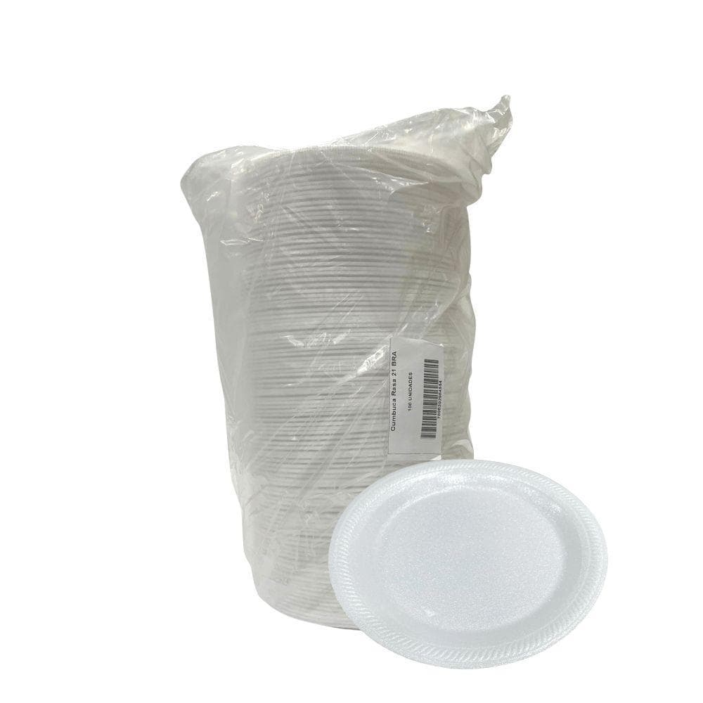 Prato Isopor Raso Ultratherm 21cm Refeição 400 Unidades