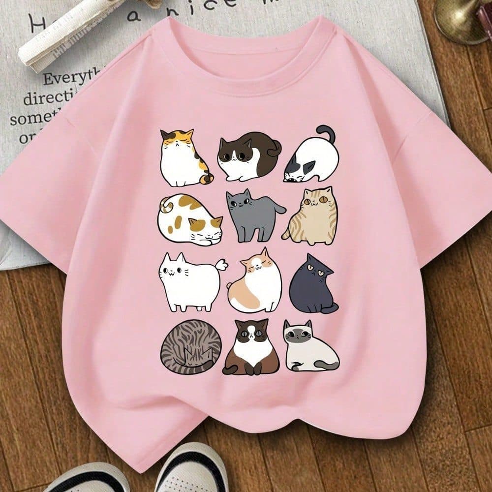 Camiseta Infantil Gatinhos Fogos 100% Algodão