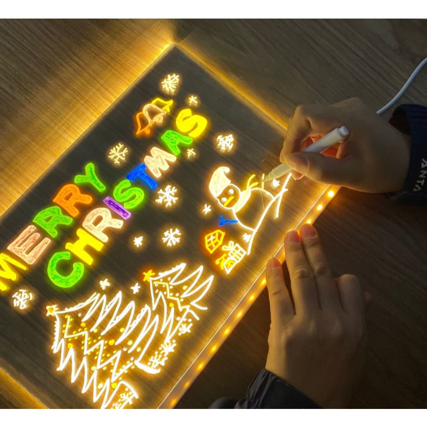 Luminária Led Escrever De Caneta Lousa Quadro Mesa Anotações 30X20cm 15X15cm 20x20cm