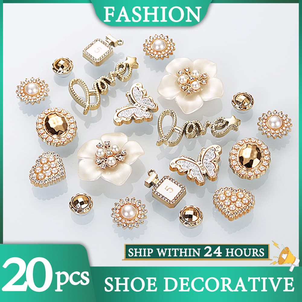Charms para Sapatos: 20 Peças de Decorações de Borboleta para Sandálias, Acessórios com Botões e Alfinetes, com Presente