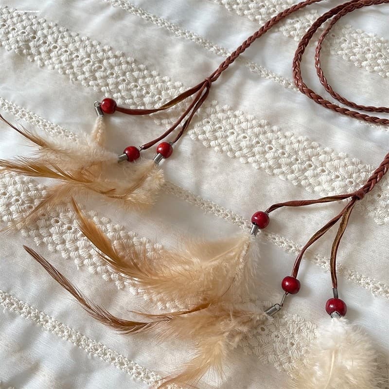 Retro tecido senhoras Hanfu cintura fina corda amarrada saia decoração borla cinto simples moda camisola cintura corrent
