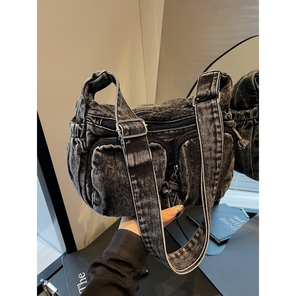 Classe Commuter mensageiro saco feminino outono 2024 Casual All-Match Denim bolsa de ombro Popular bolinho saco
