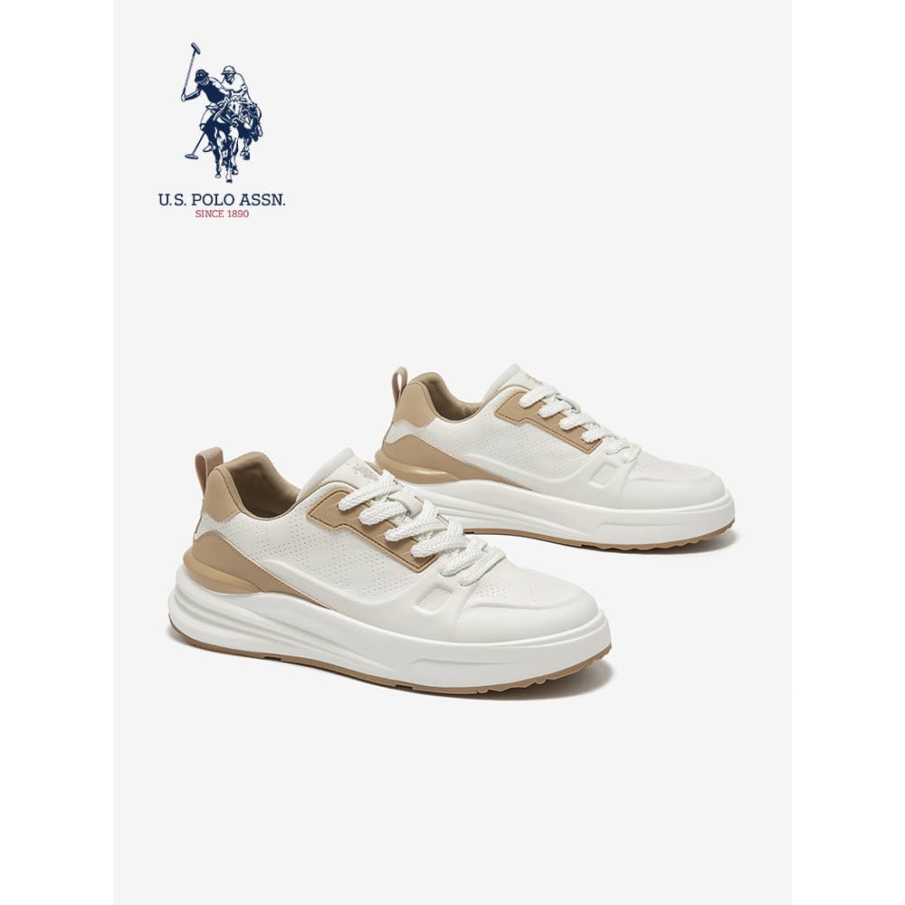 USPA American Polo Association Sapatos Brancos Genuínos Masculinos 2025 Outono Novos Sapatos Casuais De Couro Calçados E