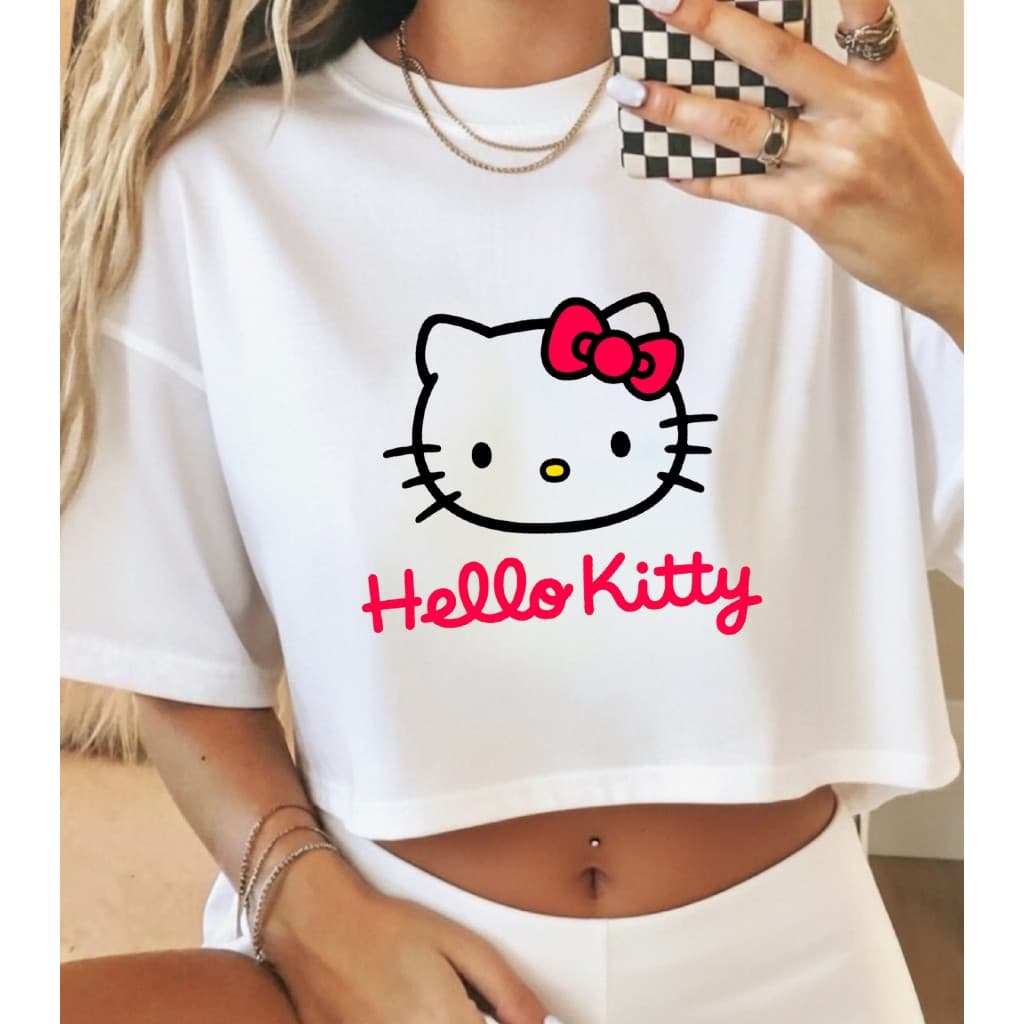 Blusa Cropped OVERSIZED  Gatinha  Desenho Animado 100% algodão| Promoção envio imediato