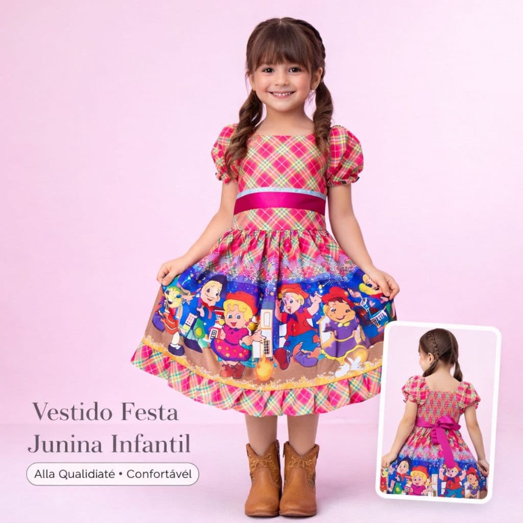 Vestido Festa Junina Infantil São João Quadrilha Junino