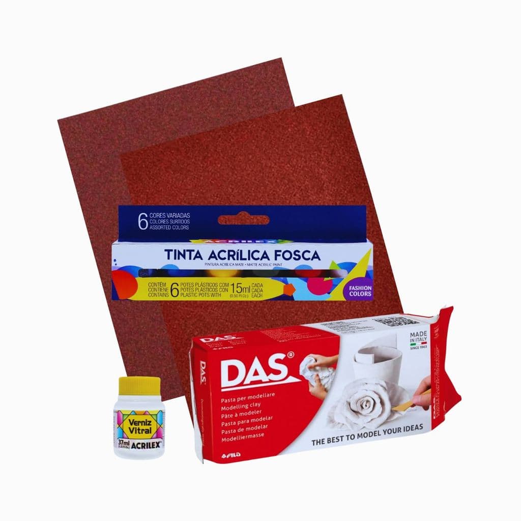 Massa Para modelar Das Cerâmica Fria Br 500g + Lixas + Verniz P + Tinta Acrílicas