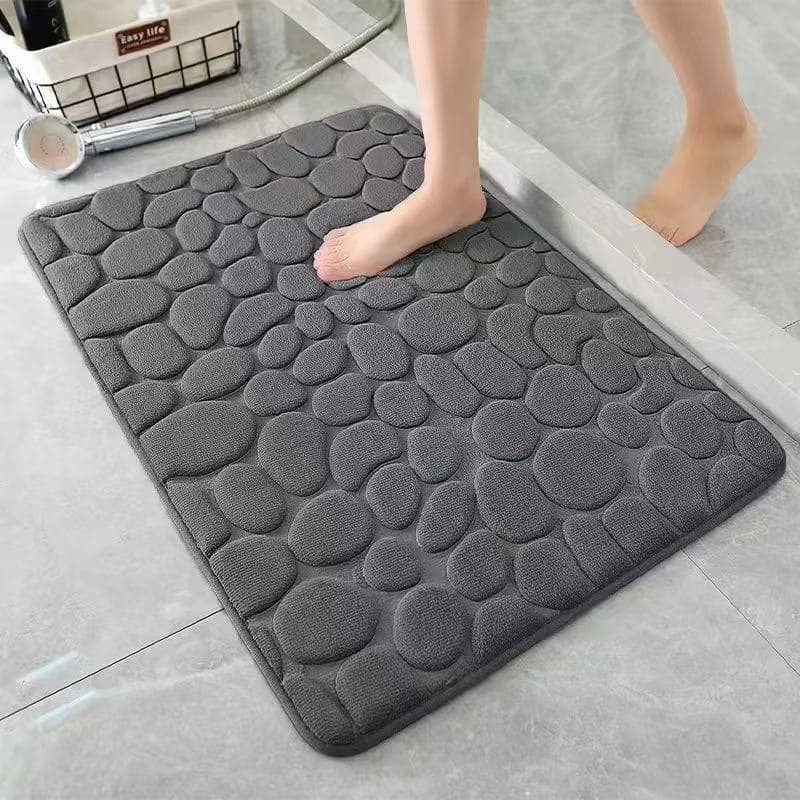 Tapete de Banheiro Antiderrapante Absorvente Secagem Rápida Textura Pedra 60x40cm