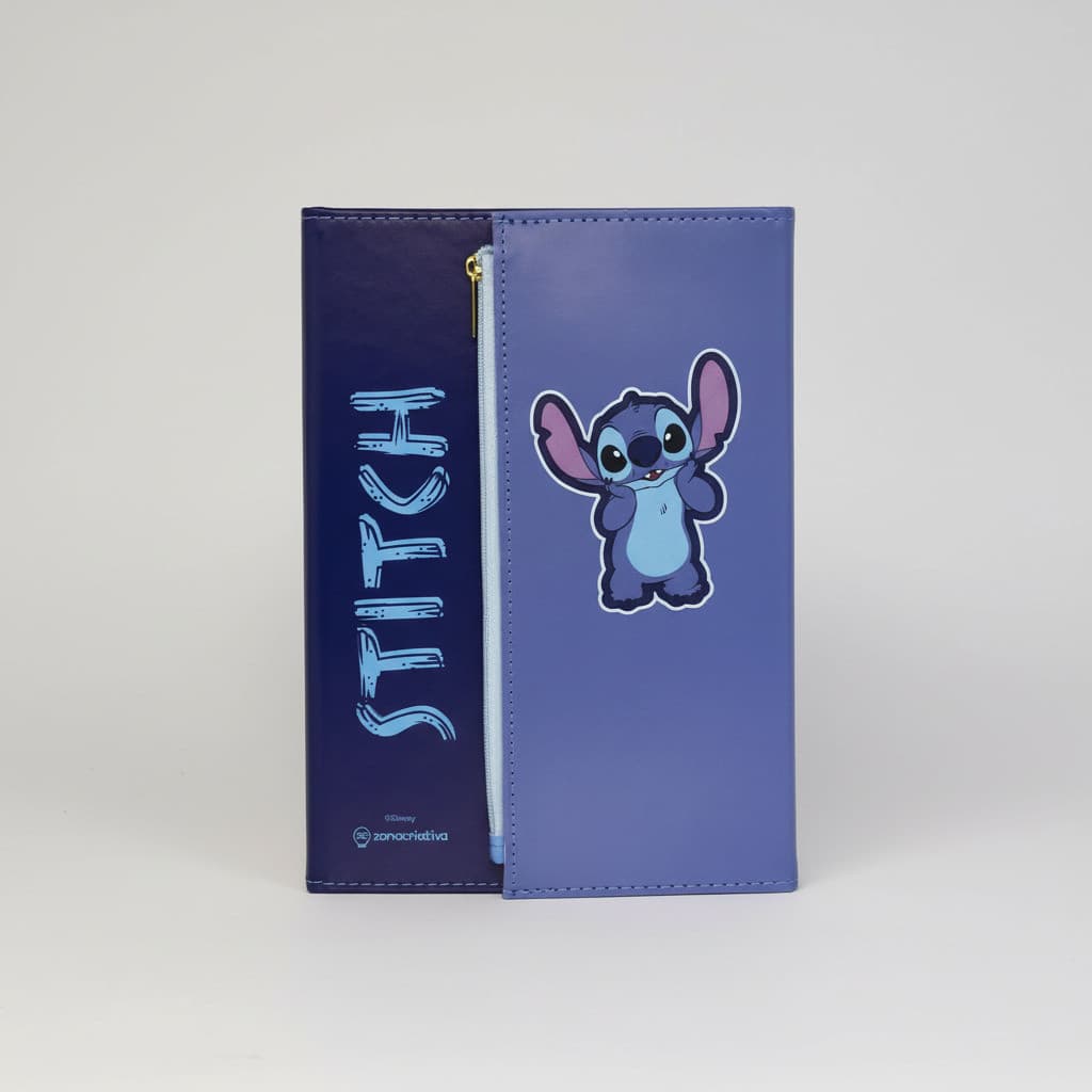 Caderno Com Estojo Stitch Disney Zona Criativa 21x15cm
