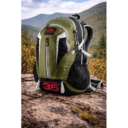 Mochila Commuter 35 Litros Trilhas E Rumos Com Capa De Chuva Verde/preto