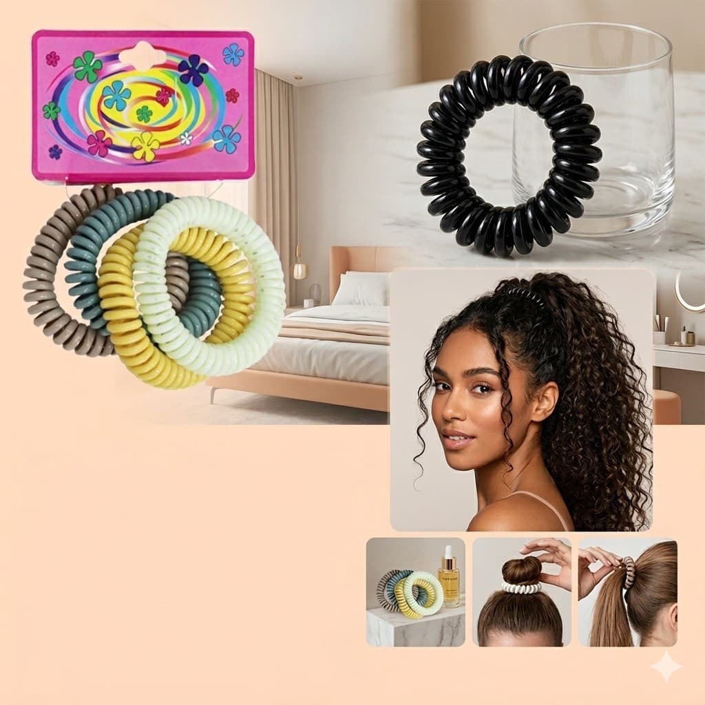 Elástico Para Cabelo 8 peças Tipo Fio de Telefone Rabicó Plástico top moderno