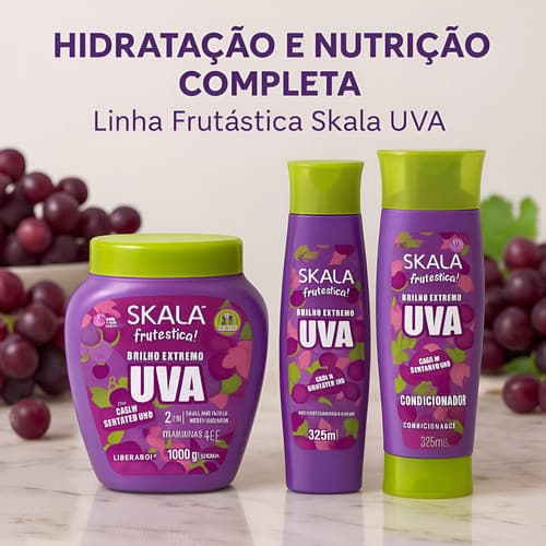 Kit Novo Skala Creme 1 Kg Uva + Shampoo + Condicionador