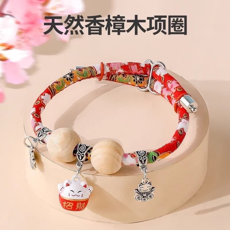 Coleira de sino para gato, cachorro, cânfora, madeira, sino de gato, longevidade, colar, acessórios, suprimentos para an