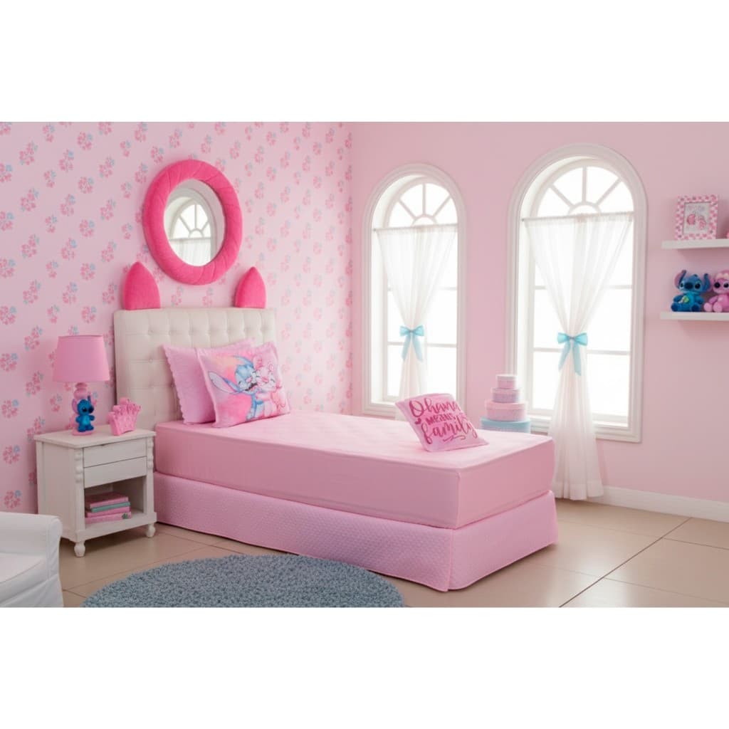 COBRE LEITO SOLTEIRO INFANTIL STITCH E ANGEL - 03 PEÇAS