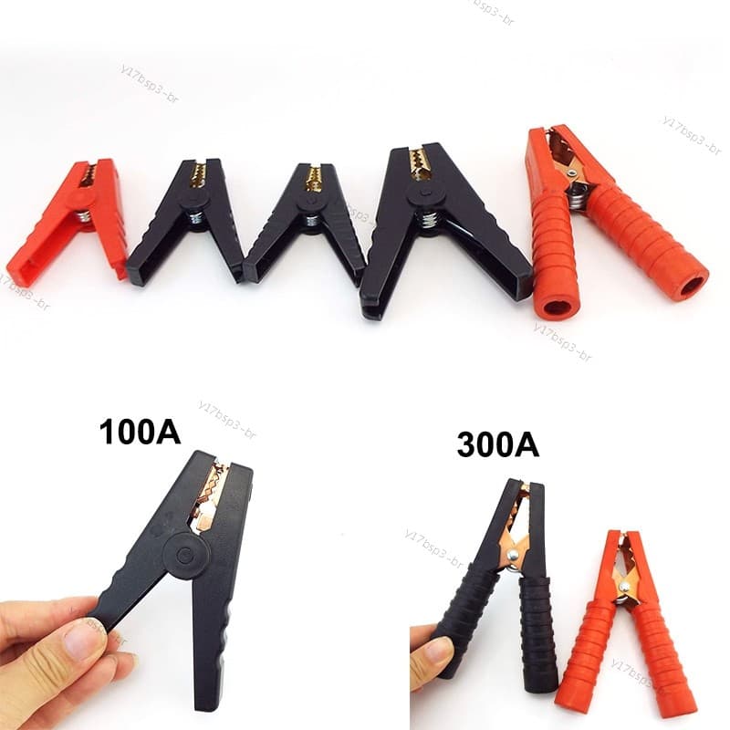 100A 300A Crocodilo Elétrico Grandes Braçadeiras De Jacaré Para Conector Bateria Do Carro Isolado Cobre Teste Clipe Lida