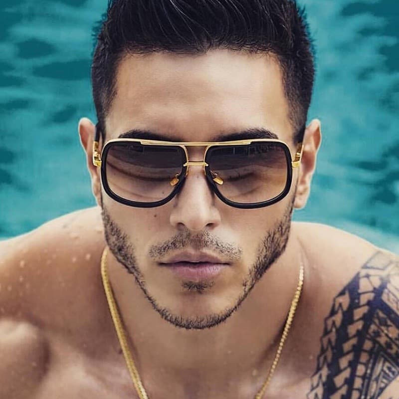 Novos Óculos de Sol Masculinos de Alta Qualidade, Estilo Retrô, com Armação Quadrada Grande de Metal.