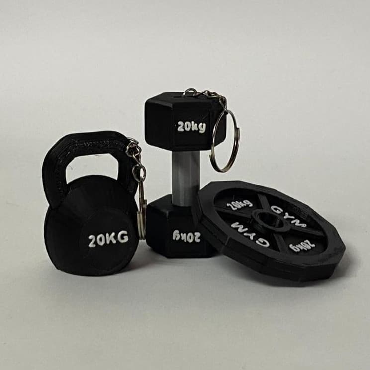 Kit Chaveiros de Academia - Anilha, Halter e KettleBell