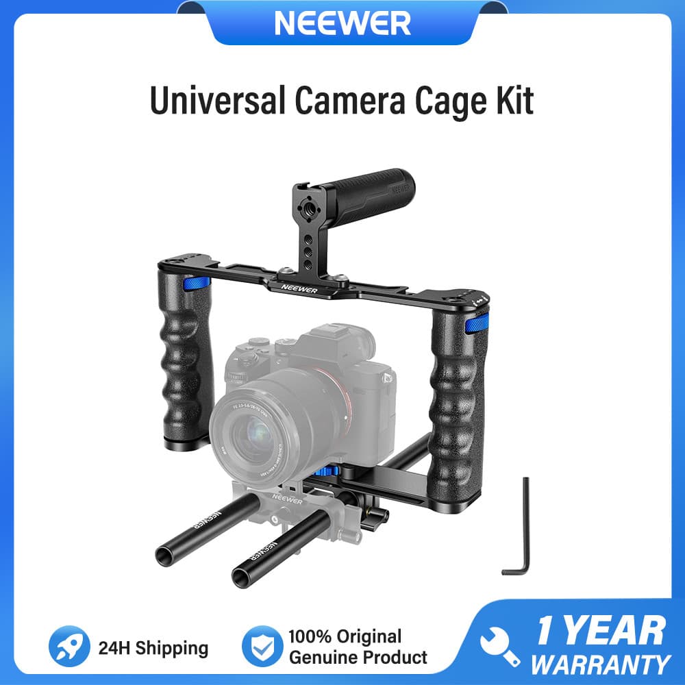 NEEWER Gaiola Para Câmera Em Liga De Alumínio , Equipamento De Cinema Com Alça Superior , Alças Duplas E Base Tipo Arca