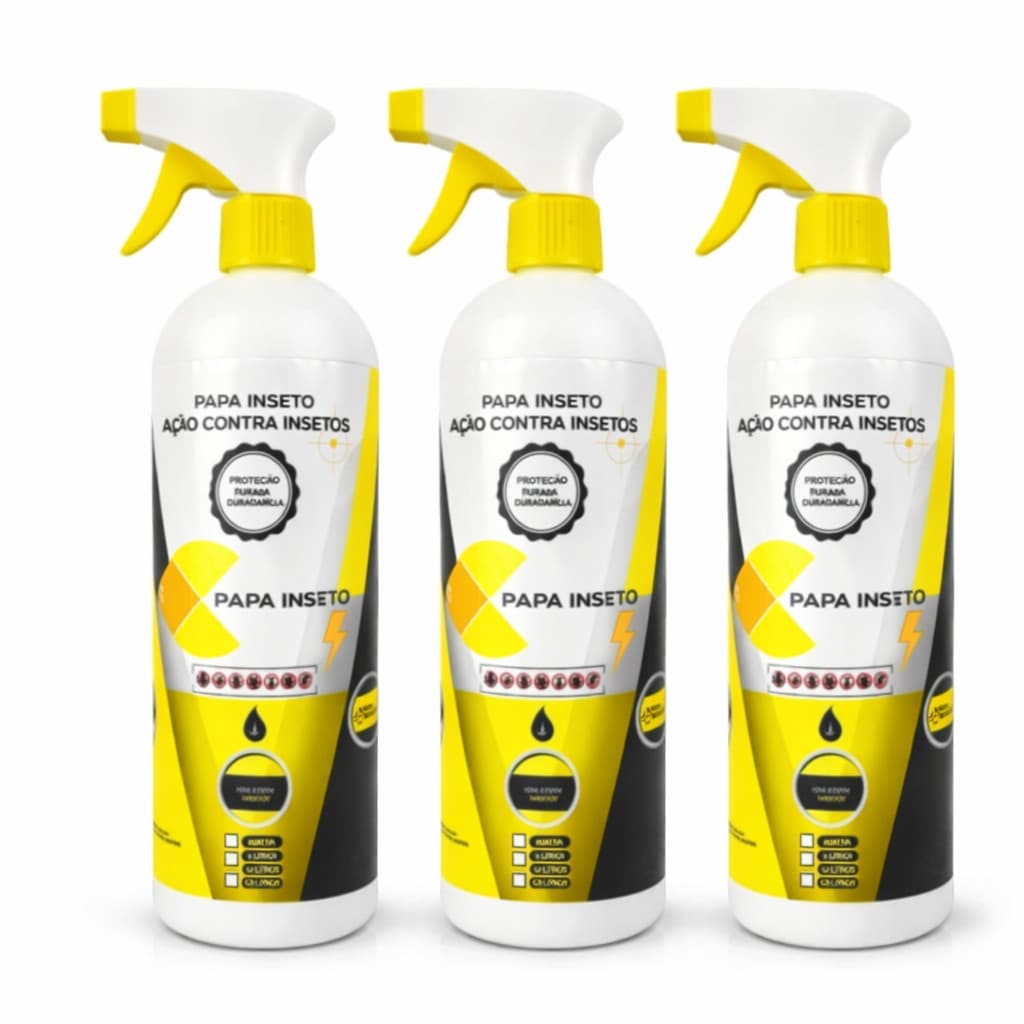 KIT COM 3 PAPA INSETO EXTERMINADOR DE INSETOS - 500ML CADA