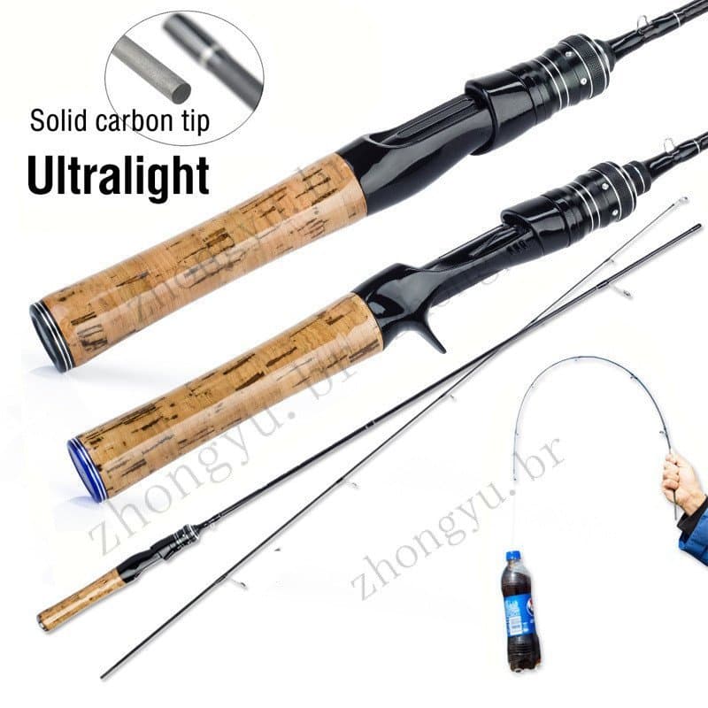 Vara de pesca UL ultraleve de fibra de carbono de alta densidade 1,5m/1,68m/1,8m - ponta sólida, adequada para pesca com