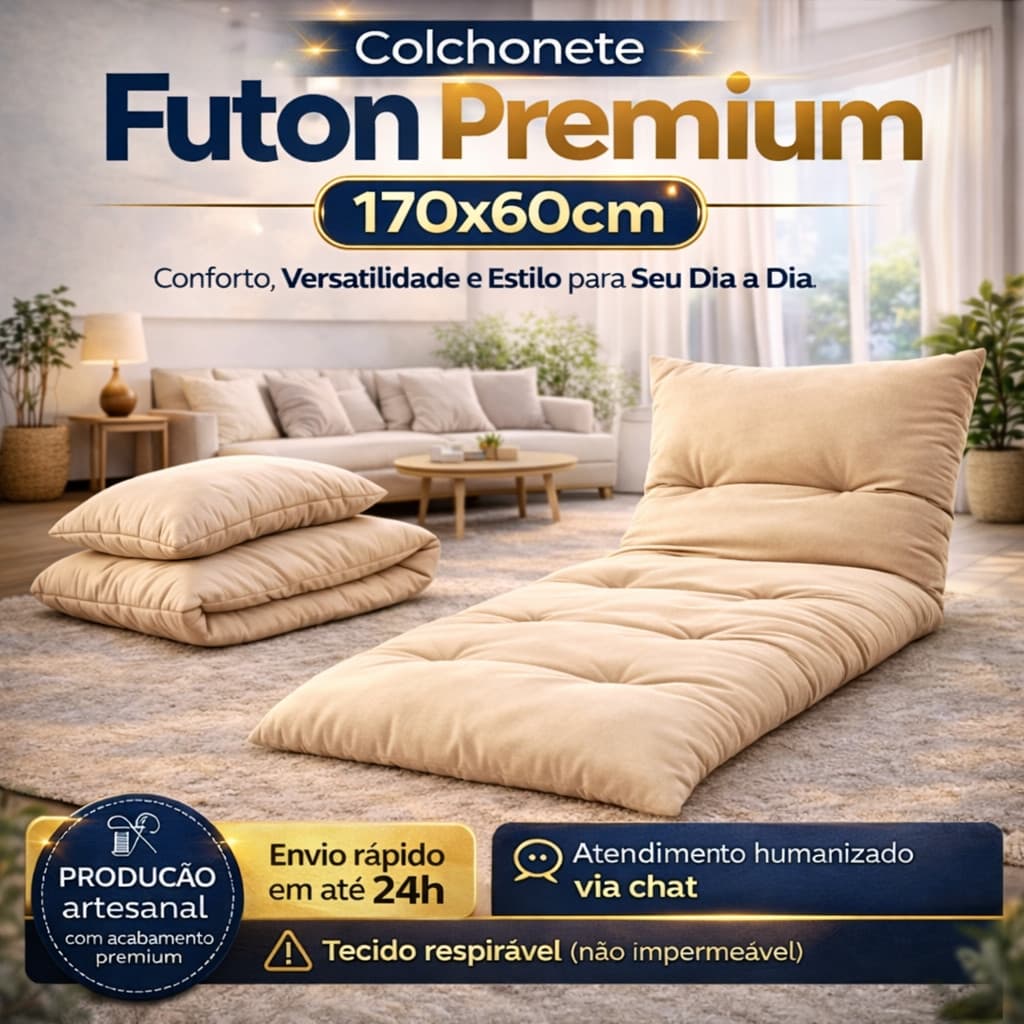 Almofada Futon Grande Pallet Sofá Espreguiçadeira Conforto Premium Macia Resistente