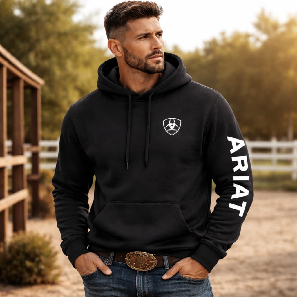 Blusa Moletom Masculino Ariat Com Capuz Moda Country Estilo
