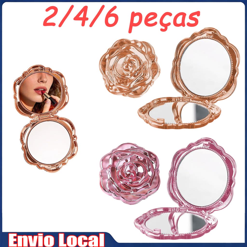2/4/6 Peças Espelho de maquiagem portátil, mini espelho de maquiagem portátil dobrável, espelho de contorno portátil