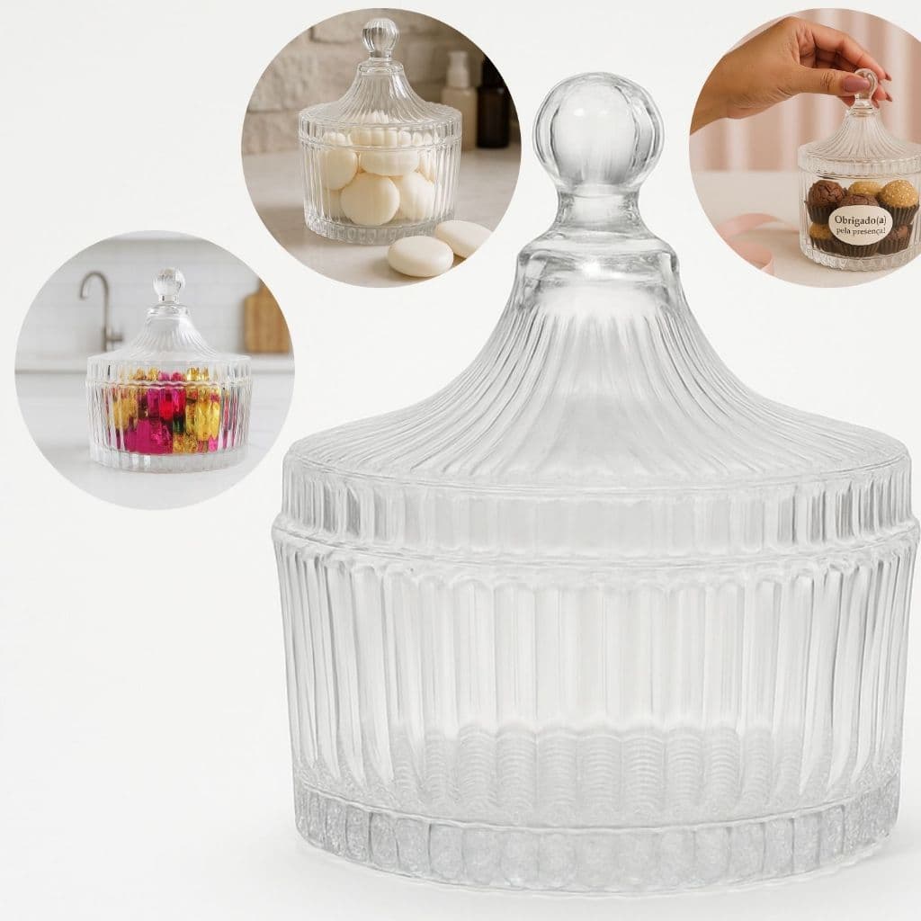 Lyor Kit 5/10/15/20 Bomboniere Baleiro 12cm Cristal Carrosel Potiche Doces Balas Casamento Batizados Lembrancinhas