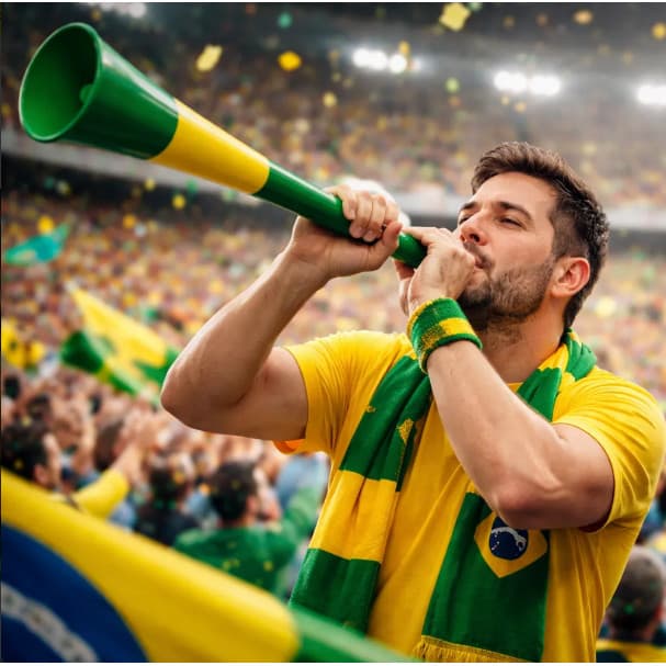 Corneta Cilíndrica Rio de Ouro – Verde e Amarelo com Bandeira do Brasil