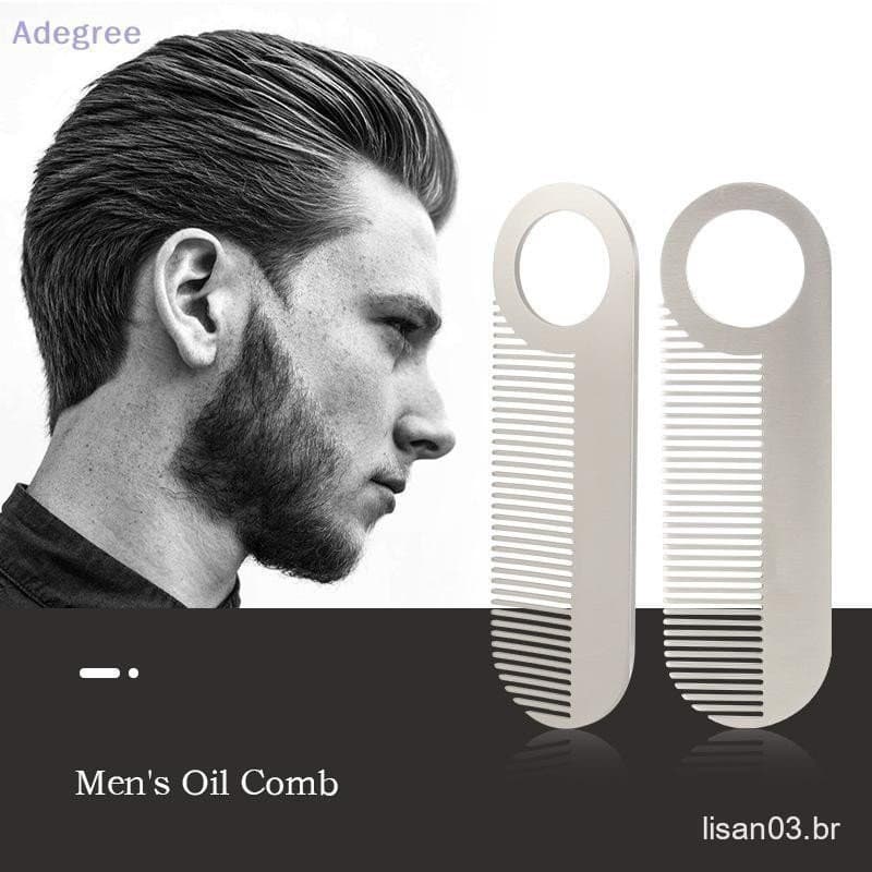Adegree Pente De Aço Inoxidável Para Cabeça De Óleo Portátil Cabelo Barba Mini Dos Homens Estilo Novo