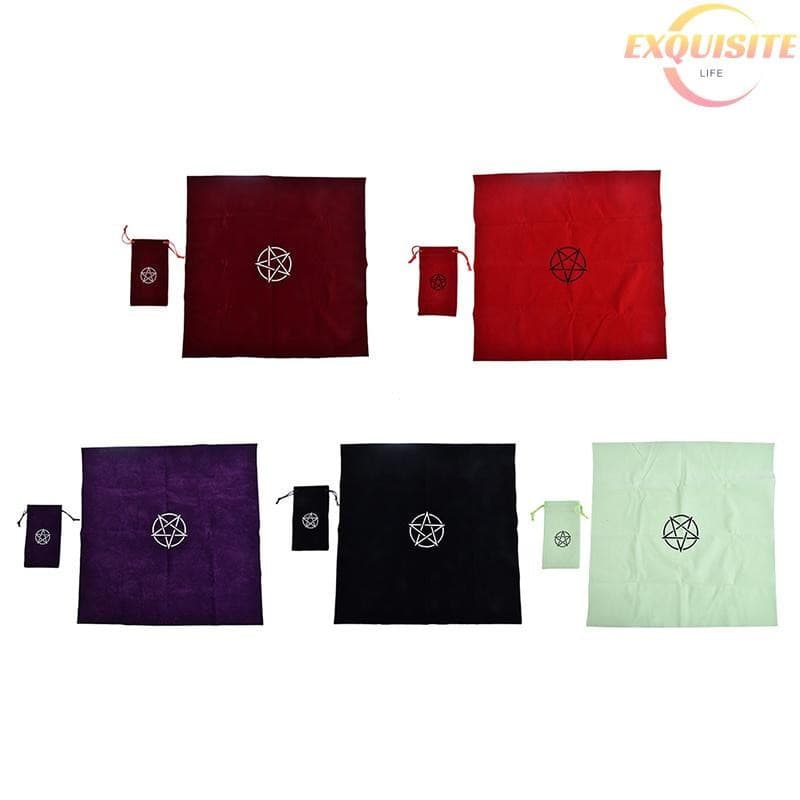 [EL] Toalha De Mesa De Tarô Pentagrama Com Bolsa De Veludo Altar Pano Pentagramas Tapete Novo