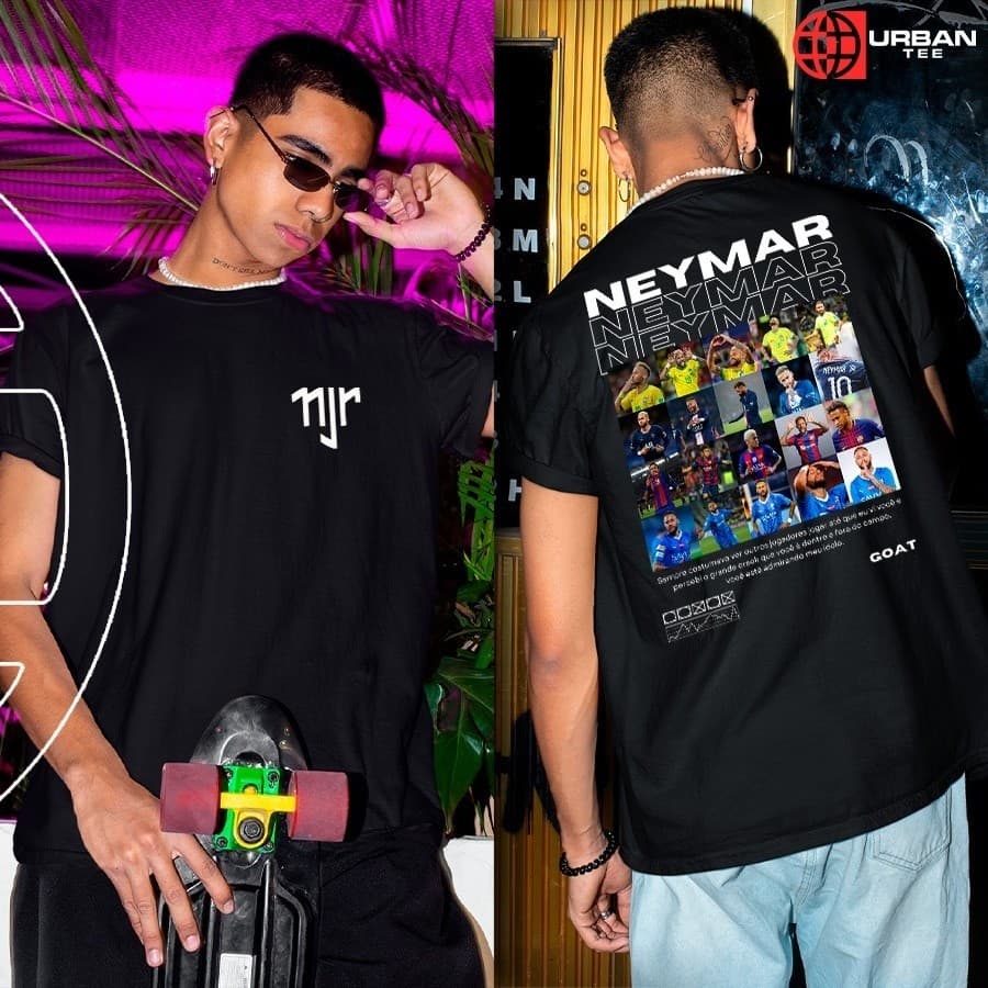 Camiseta Ney Basica Camisa Neymar Junior NJ Personalizada Clubes Carreira Top Unissex 100% Algodão