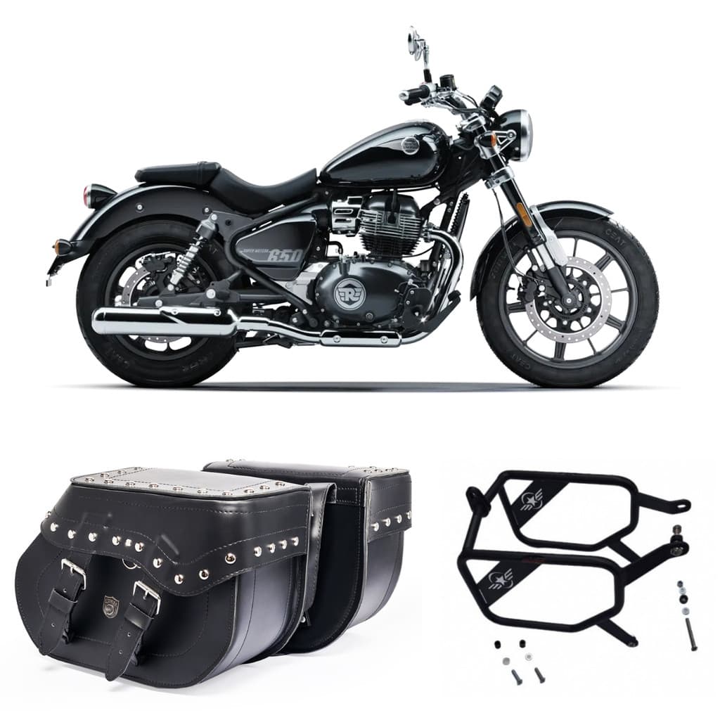 Alforge Lateral Losango 30L Cravos Afastador Royal Enfield Super Meteor 650
