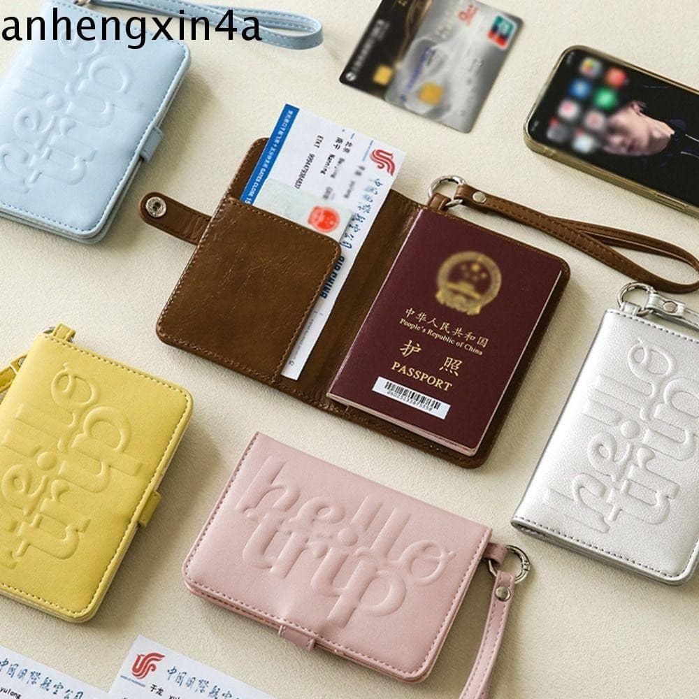 Porta-Passaporte ANHENGXIN , Bolsa De Armazenamento De Certificado De Carta De Couro PU , Clipe De Corda Suspensa Para E