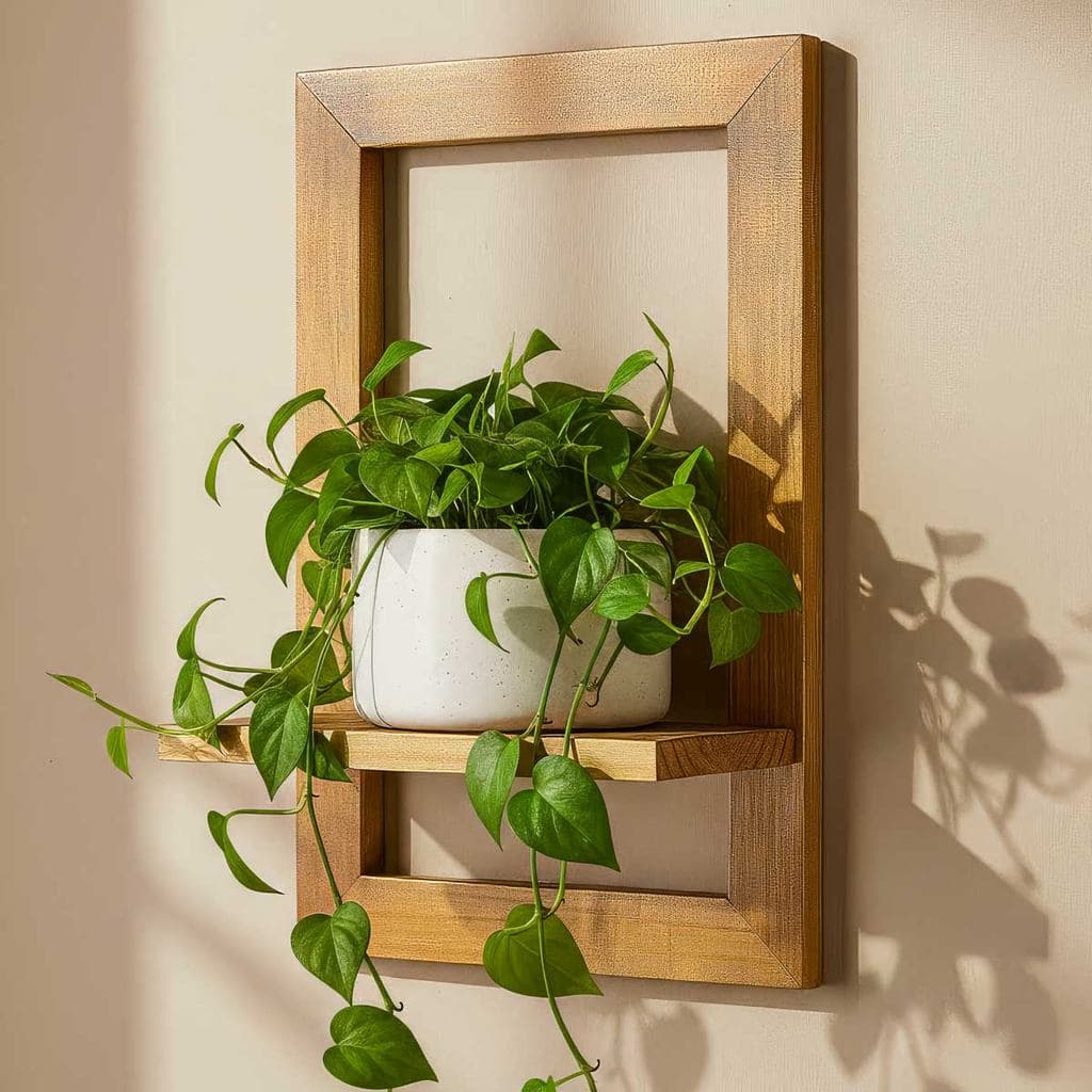 Moldura Suporte Para Plantas Nicho Para Plantas Organização De Vasos Na Parede Resistente Madeira Maciça Envernizada