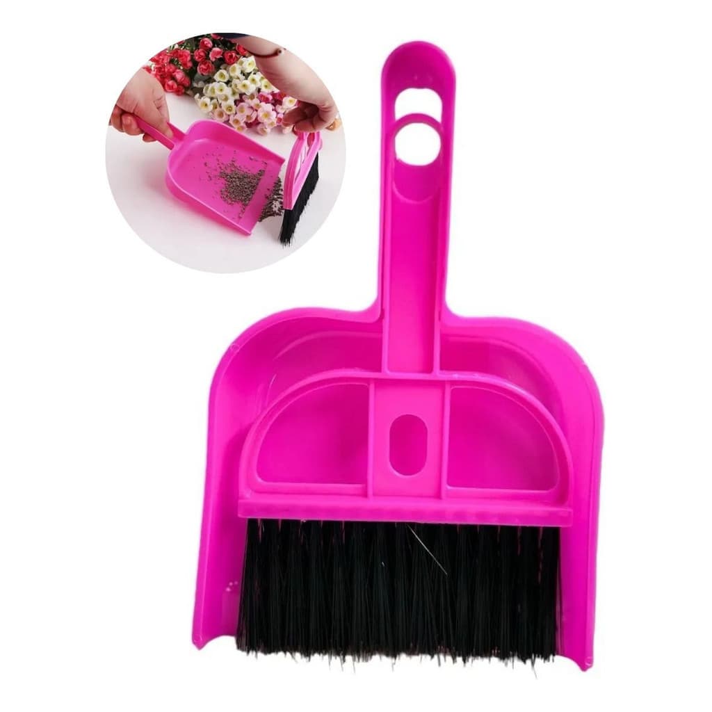 Kit Mini Vassoura E Pá Pequena P/ Escritório Casa Limpeza