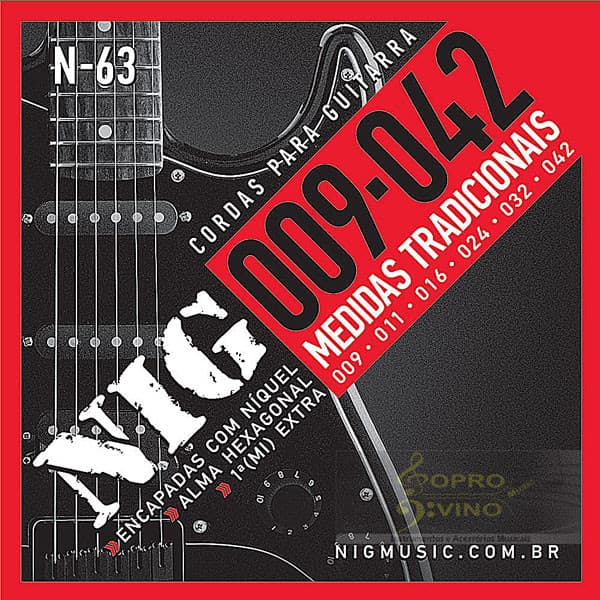 Encordoamento 009/042 tensão Leve Guitarra NIG N63