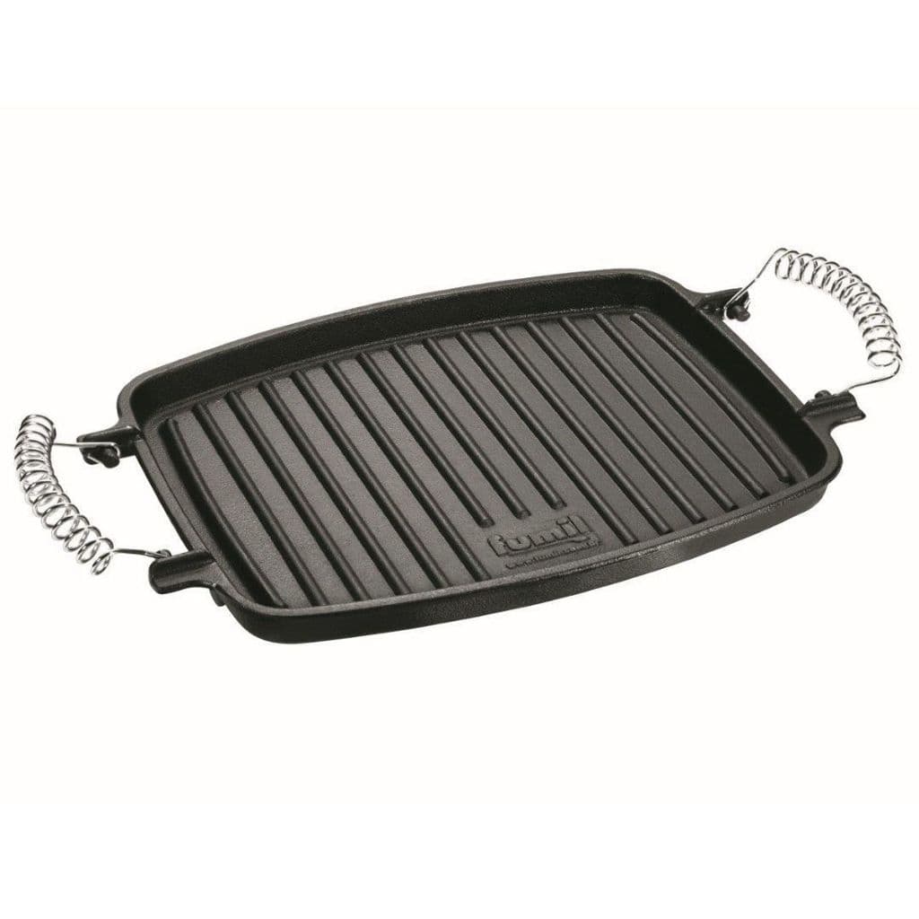 Chapa grill 31x24,5cm alça espiral ferro fundido Panela Mineira