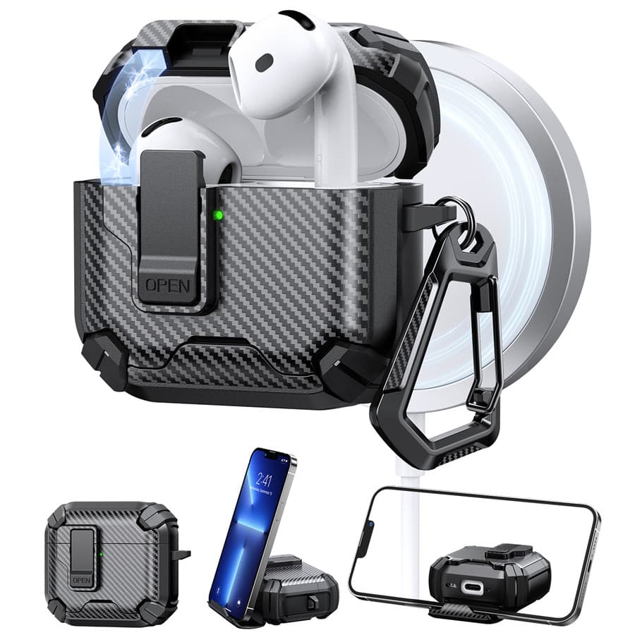 airpods Magnéticos pro2/pro3/4 (Ruído Ativo) Com Suporte Invisível Para Telefone , Trava Segura Capa Protetora À Prova D