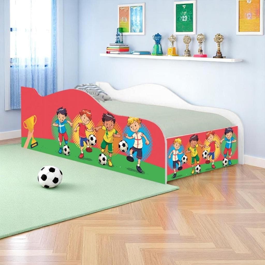 Cama Carro Fun Adesivada Futebol Meninos Solteiro