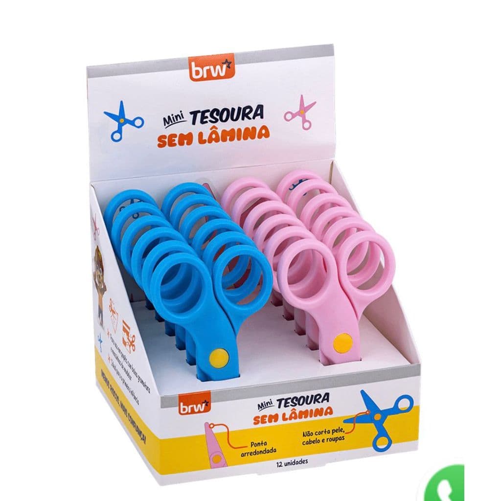 Tesoura Plástica Escolar 10cm Mini sem lâmina - BRW