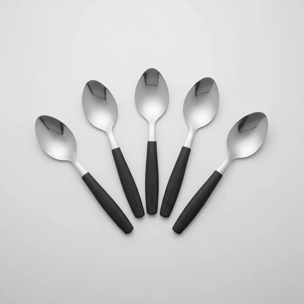 Jogo 6 Colheres Sobremesa Inox Preto Fosco Talheres de Mesa Refeição Cozinha Moderno
