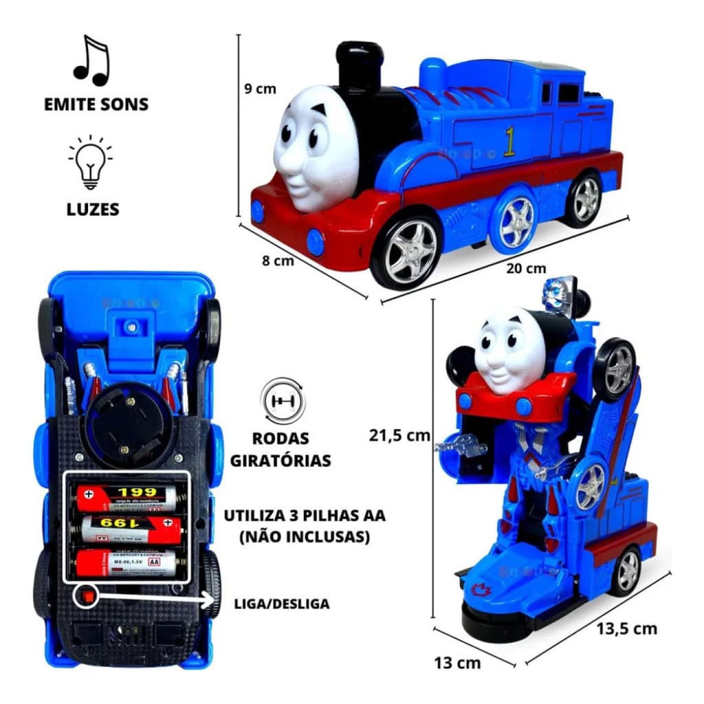 Trenzinho Thomas Vira Robô Transformers Com Som E Luz E Anda