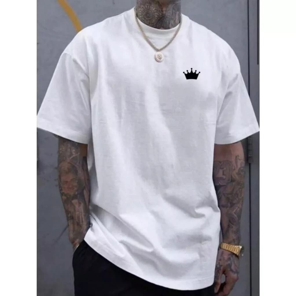CAMISETA CAMISA  MASCULINA COROA 100% ALGODÃO BLUSA ESTAMPADA PROMOÇÃO