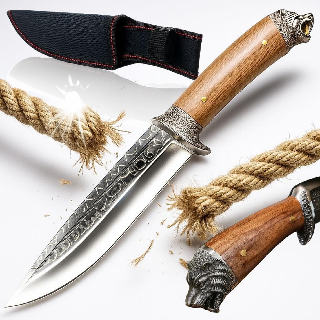 Faca Lobo Artesanal Churrasco Muito Afiada 440C Aço Cabo Madeira