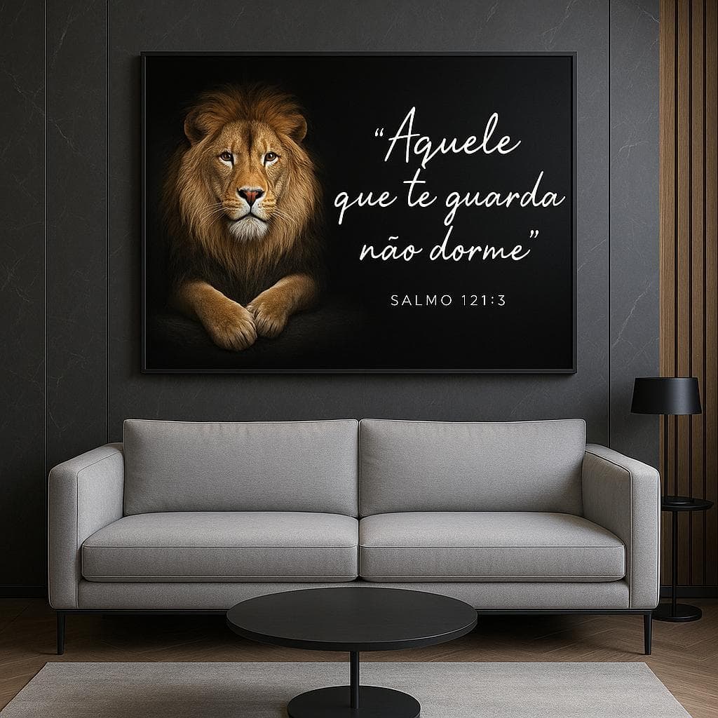 Quadro Decorativo Leão De Judá Aquele Que Te Guarda Não Dorme Mosaico Sala Quarto Escritório