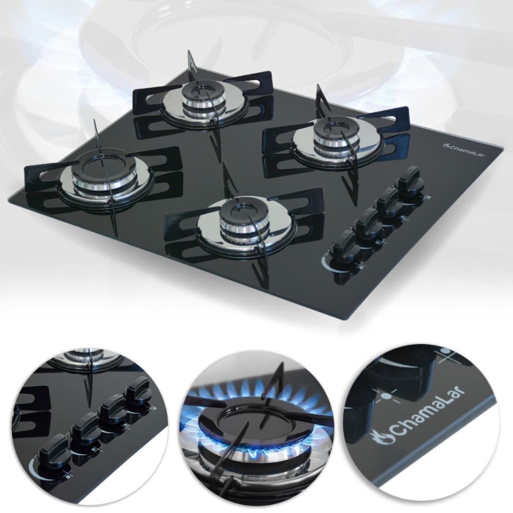 fogão de mesa 4 Bocas cooktop Chamalar preto