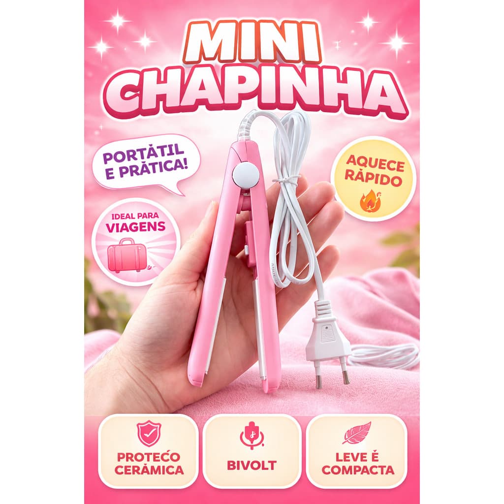 Mini Chapinha Prancha Portátil Com Maletinha Estojo | Bivolt