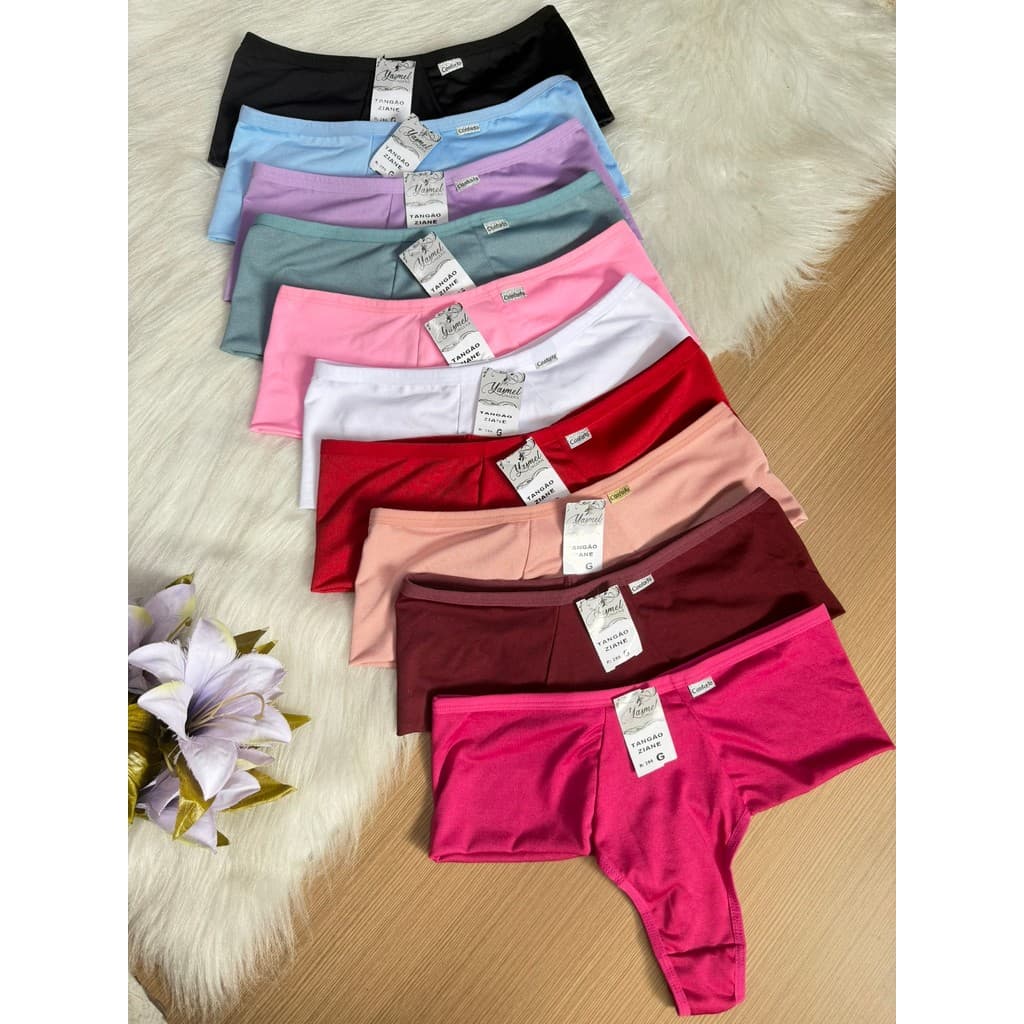 Kit Calcinha Cintura Alta Fio Duplo Empina Bumbum Lateral Dupla Pós Parto Tanga